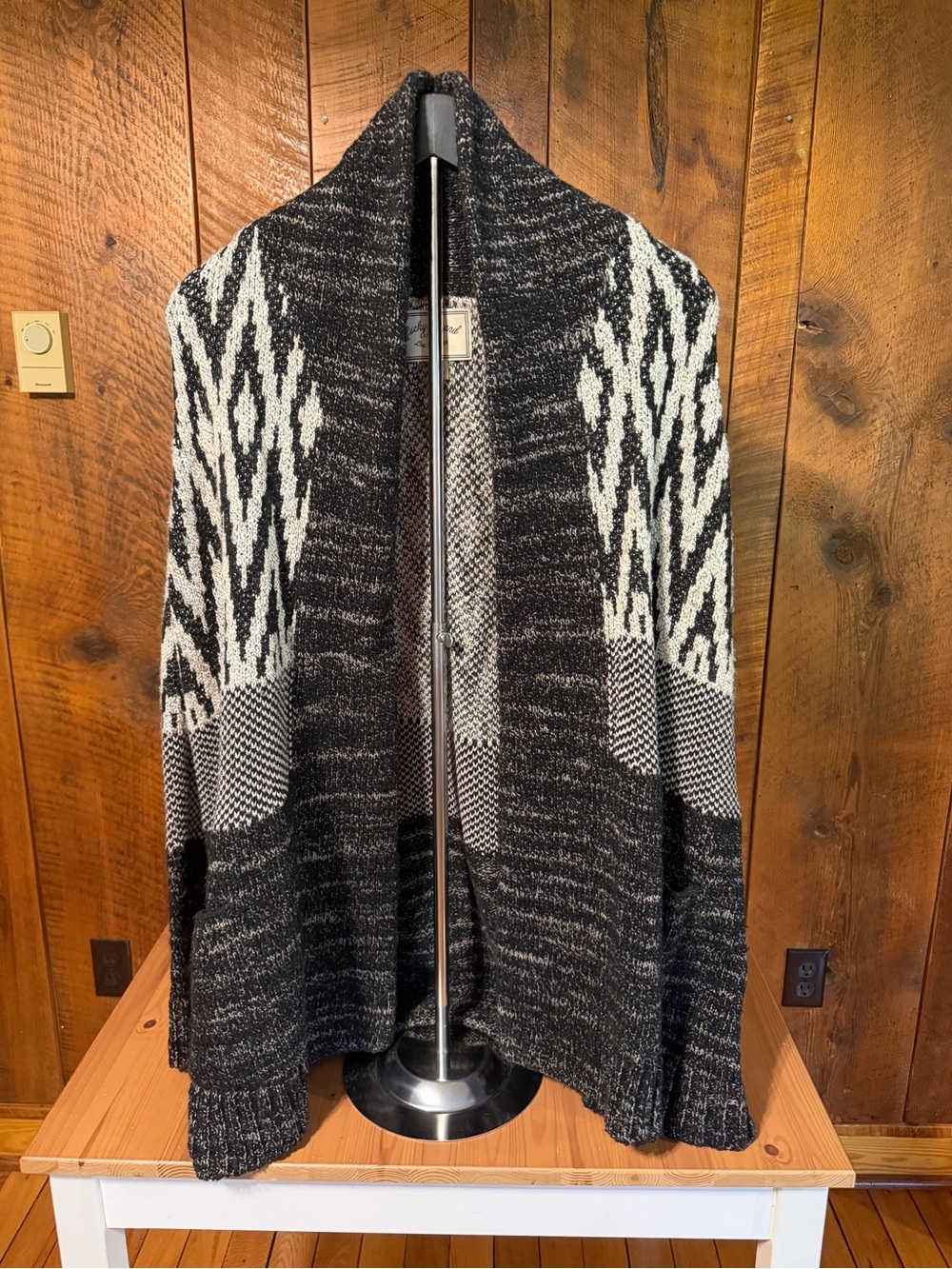 Lucky Brand Southwestern Shawl Cardigan Sweater XL Wool Blend Tribal Aztec